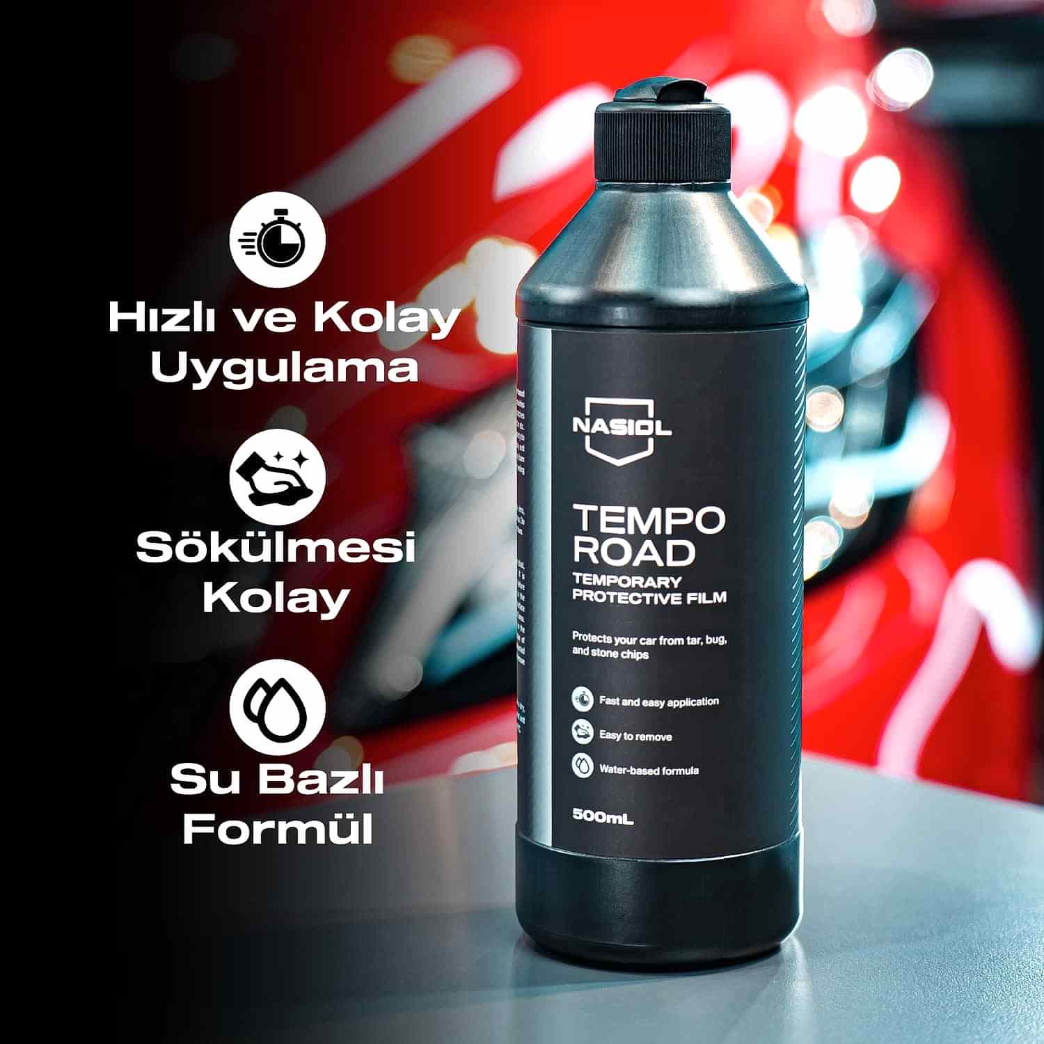 Nasiol TempoRoad Geçici Araç ve Boya Koruyucu Film-500 mL-Boya Koruma Filmi, Leke Önleme, Detailing, Off-Road Araç Yüzeyi Koruyucu, Su Bazlı Leke Tutmaz Film